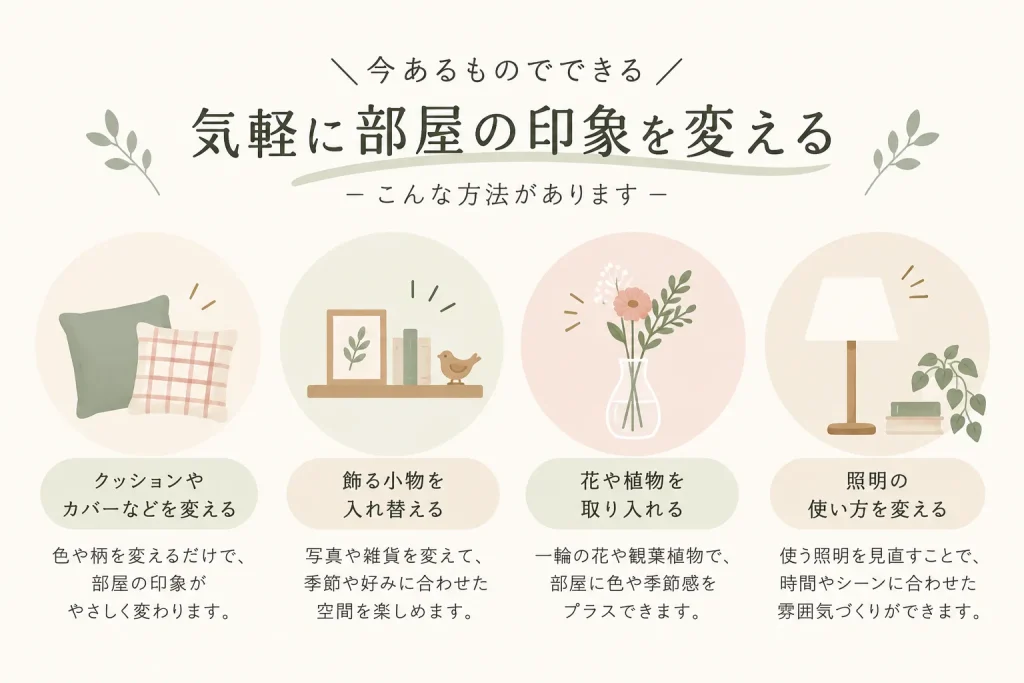 部屋の雰囲気を変えるには?気軽にできる模様替えのポイント